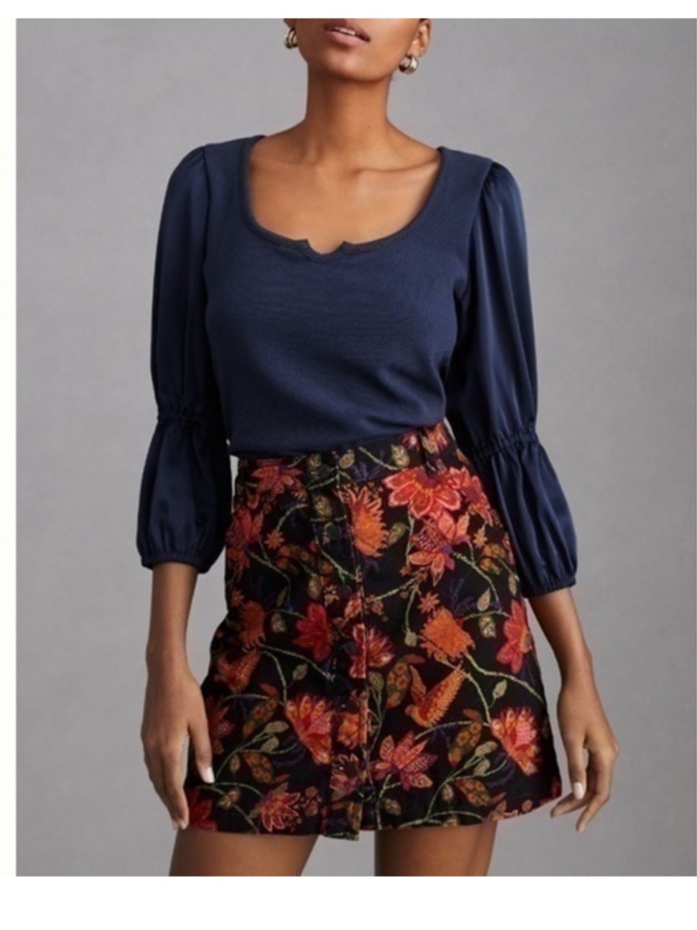Anthropologie Maeve Navy Textured Knit Top
